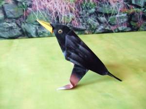 Card with an origami blackbird