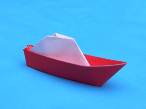 gratis kaartje van een origami bootje