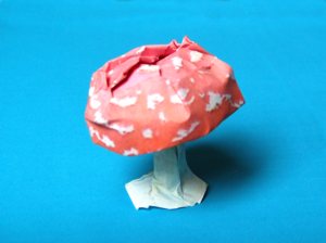 Card with an origami mushroom