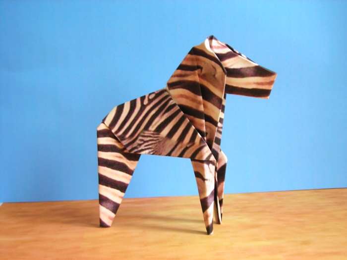 Card with an origami zebra