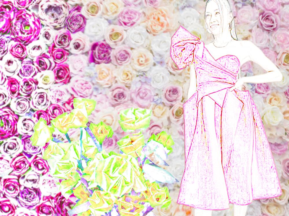 Prom dress and flowers