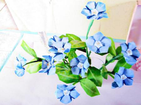 Origami Periwinkle flowers