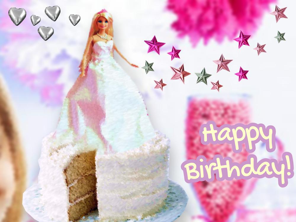 Doll Cake Birthday card
