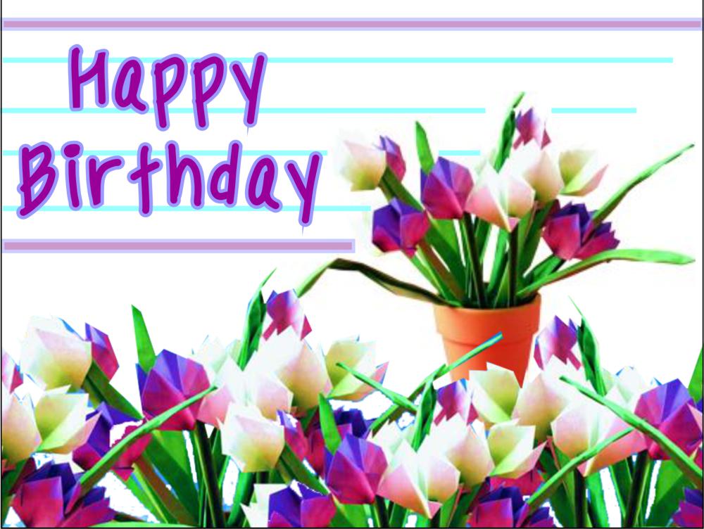 Origami Tulips Birthday card