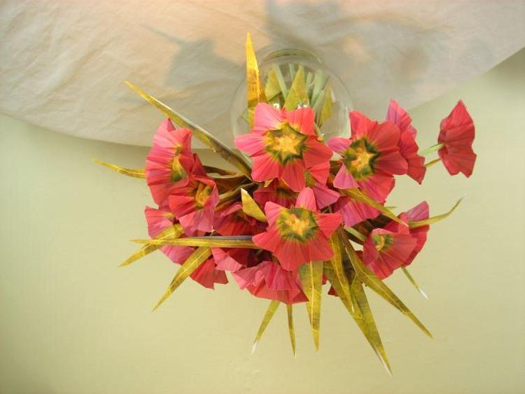 origami card with flowers