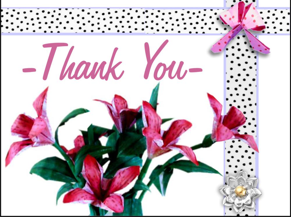 Origami Lilies Thank You Card