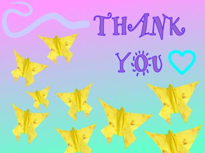 Origami Butterflies thank you card