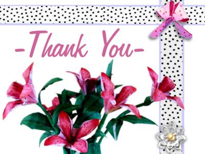 Origami Lilies thank you card