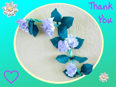 Origami Roses Thank You Card
