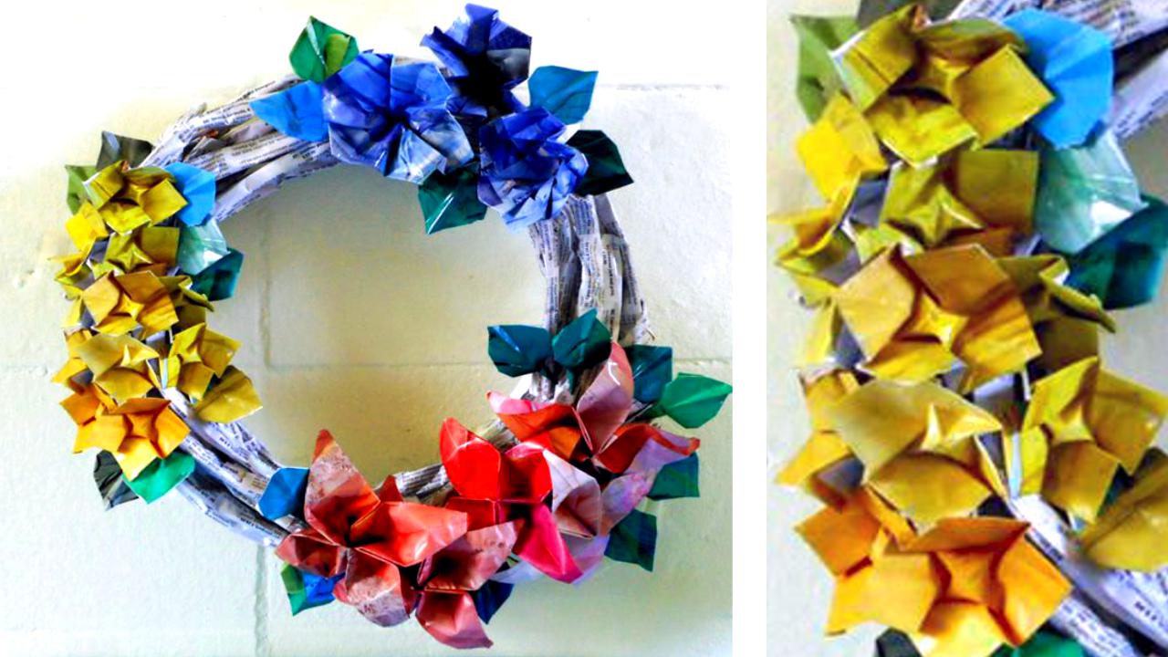 Origami Bloemenkrans Origami Bloemenkrans