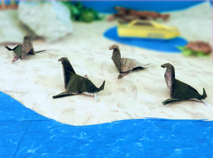 Origami zeeleeuwen