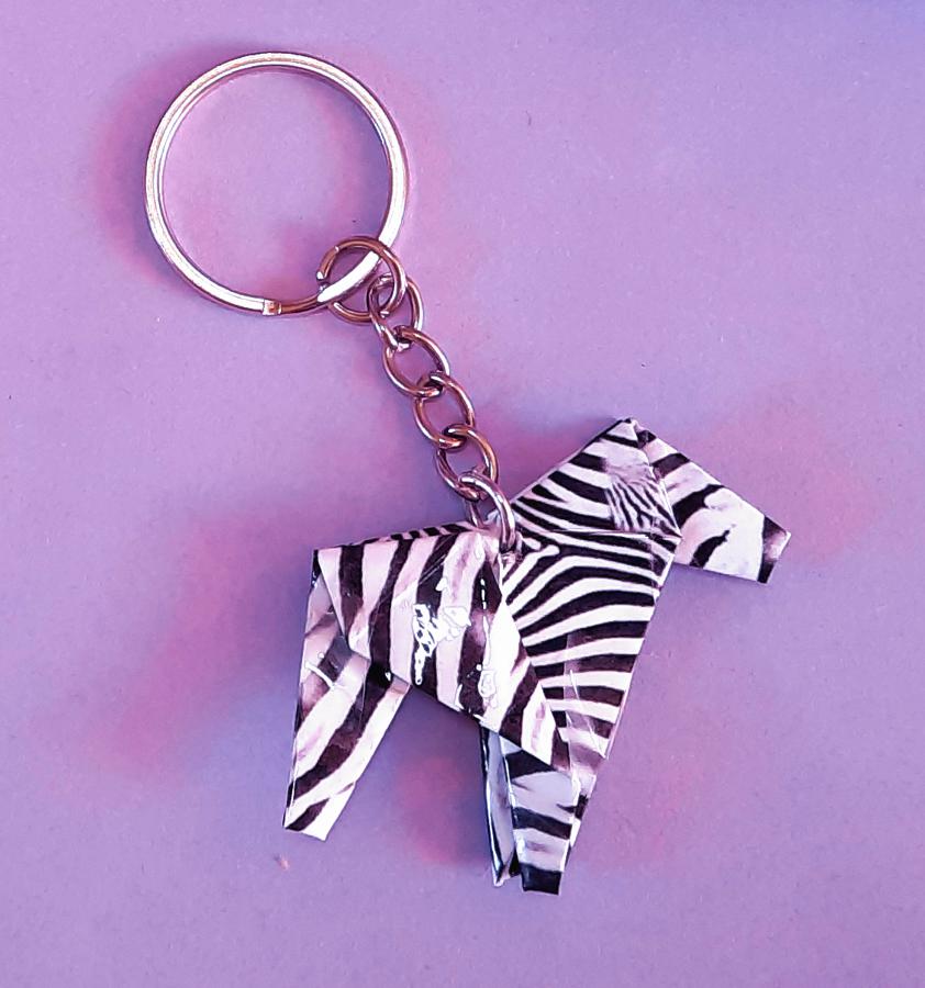 Origami Zebra Keychain Charm