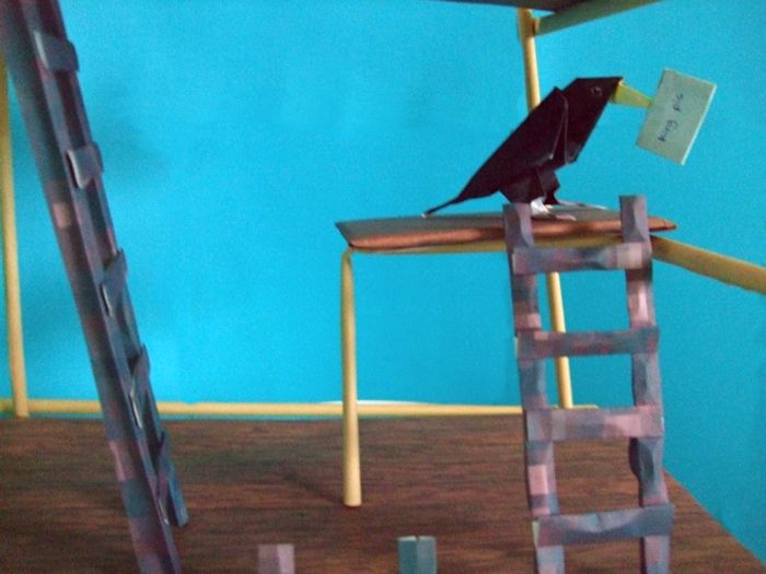 cute birdie on a kirigami tower