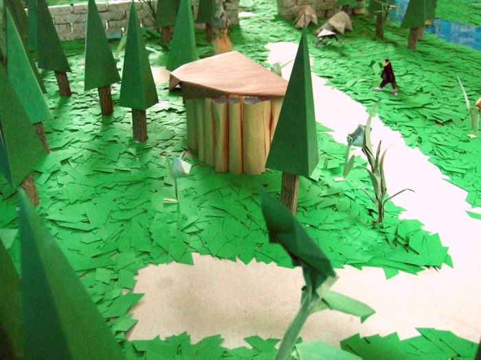 view over an origami forest