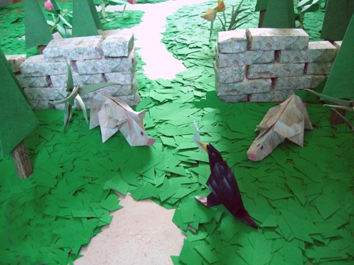 origami rats in the forest