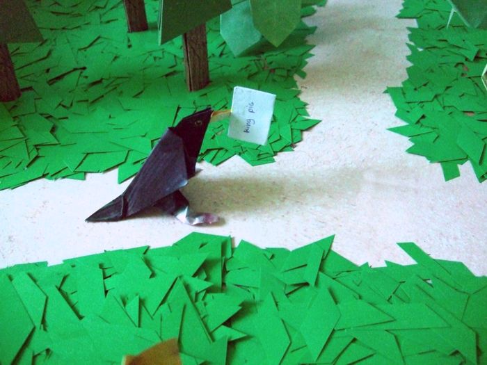 cute bird in a handmade forest