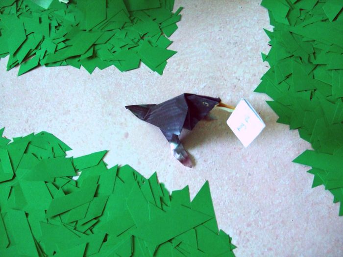 cute black bird made of paper