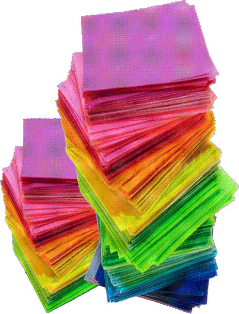 Stack of colorful papers