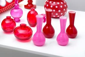 cute and small red and pink vases