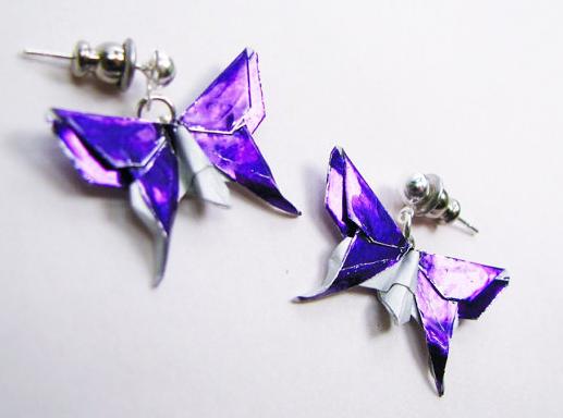 foil paper origami butterfly earrings