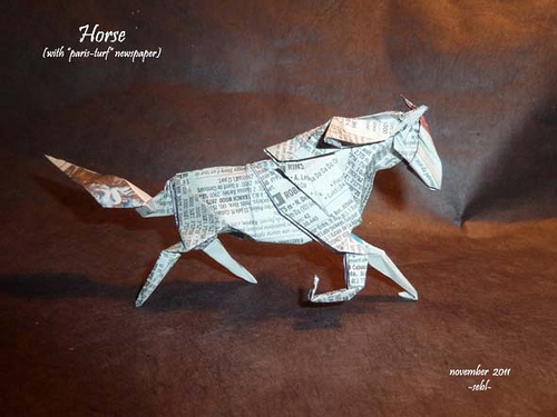 newspaper origami horse
