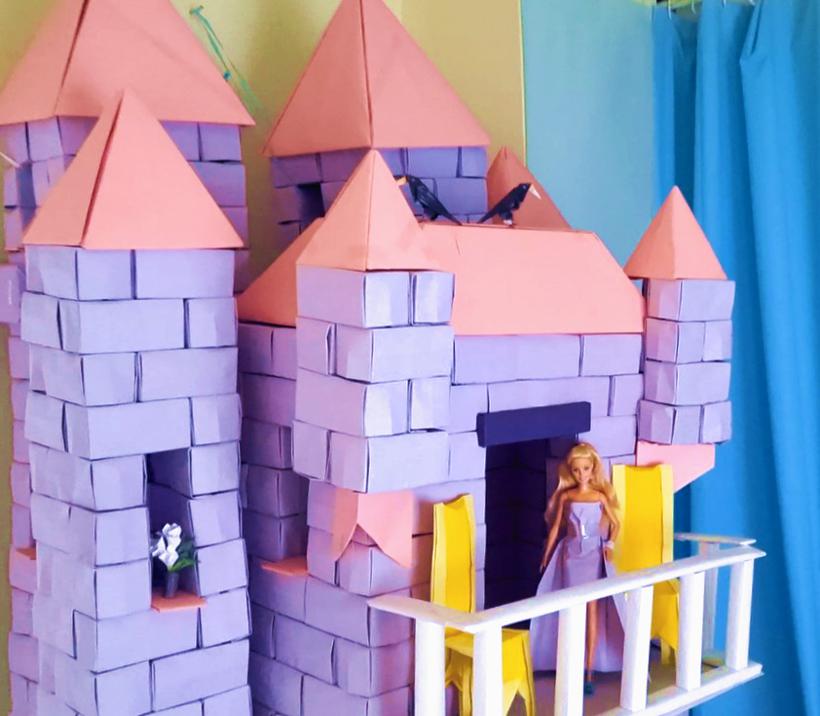 Paper dollhouse castle