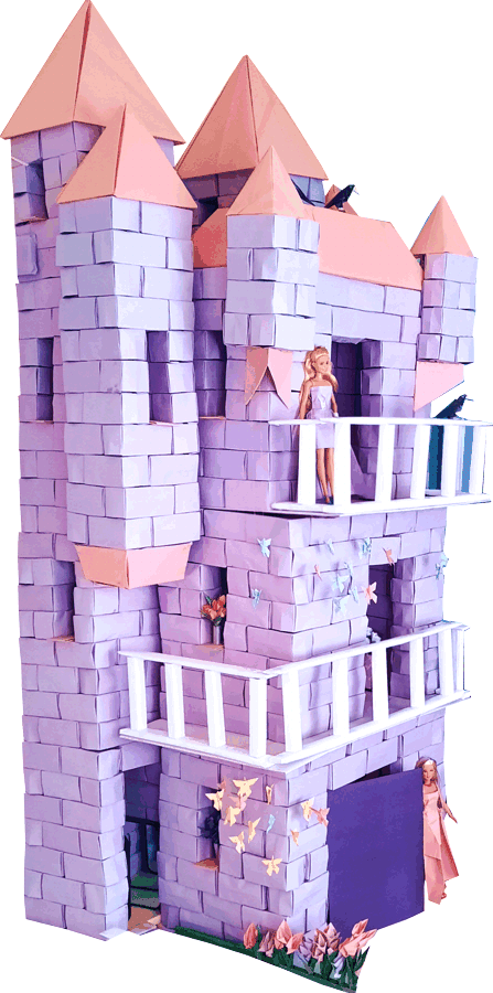 Paper dollhouse castle