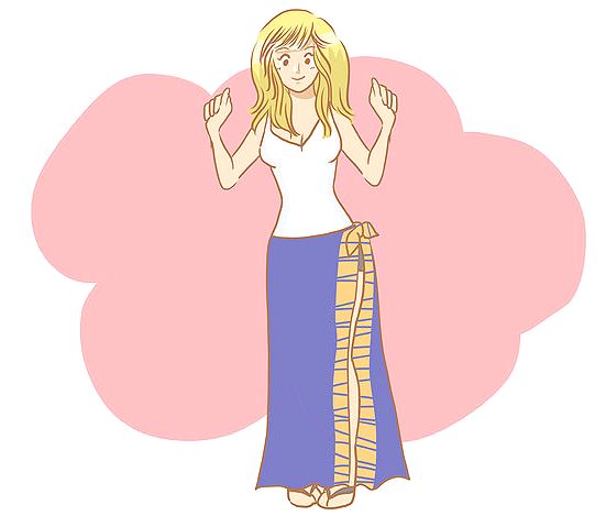 Sarong tied as a skirt