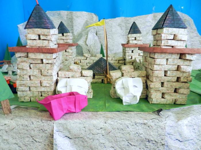 large origami mountain castle