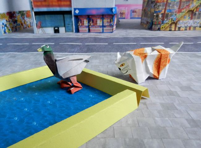 origami duck having a bad mood