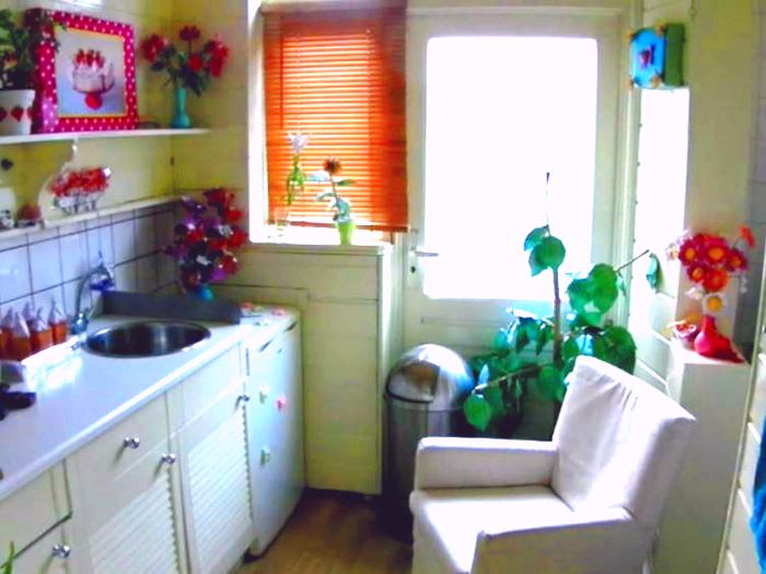 Kitchen with origami decorations