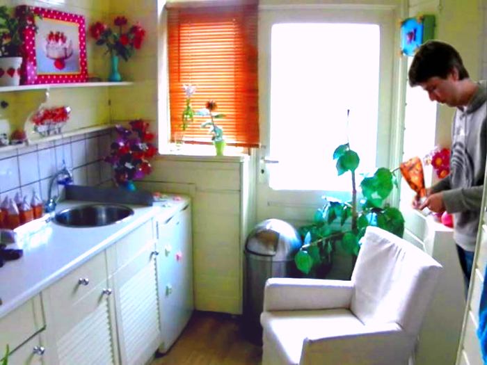 Kitchen with cute origami decorations