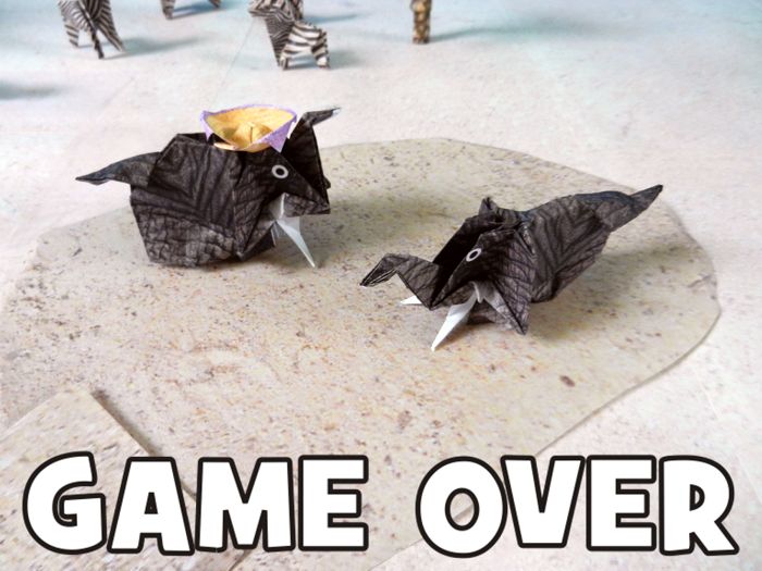 origami elephants trapped in quicksand