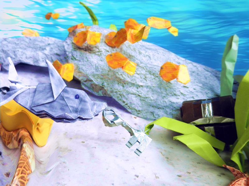 Origami underwater game