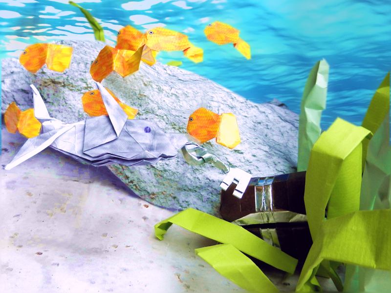 Origami underwater treasure