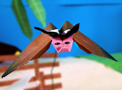 online jigsaw puzzle with a flying origami bat