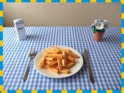 legpuzzel spelletje van een bord met lekkere frietjes