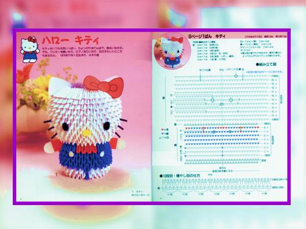 Bladzijde uit een japans Hello Kitty origami boek