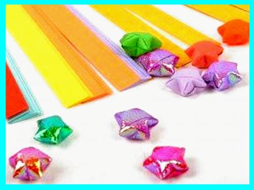 Origami Lucky Stars made of glossy papers
