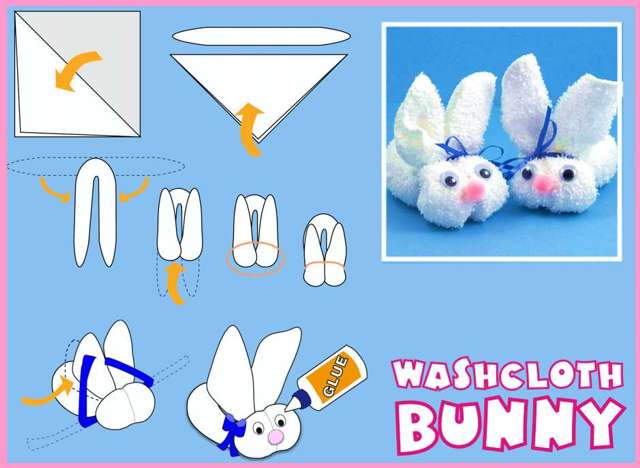 Make cute washcloth bunnies