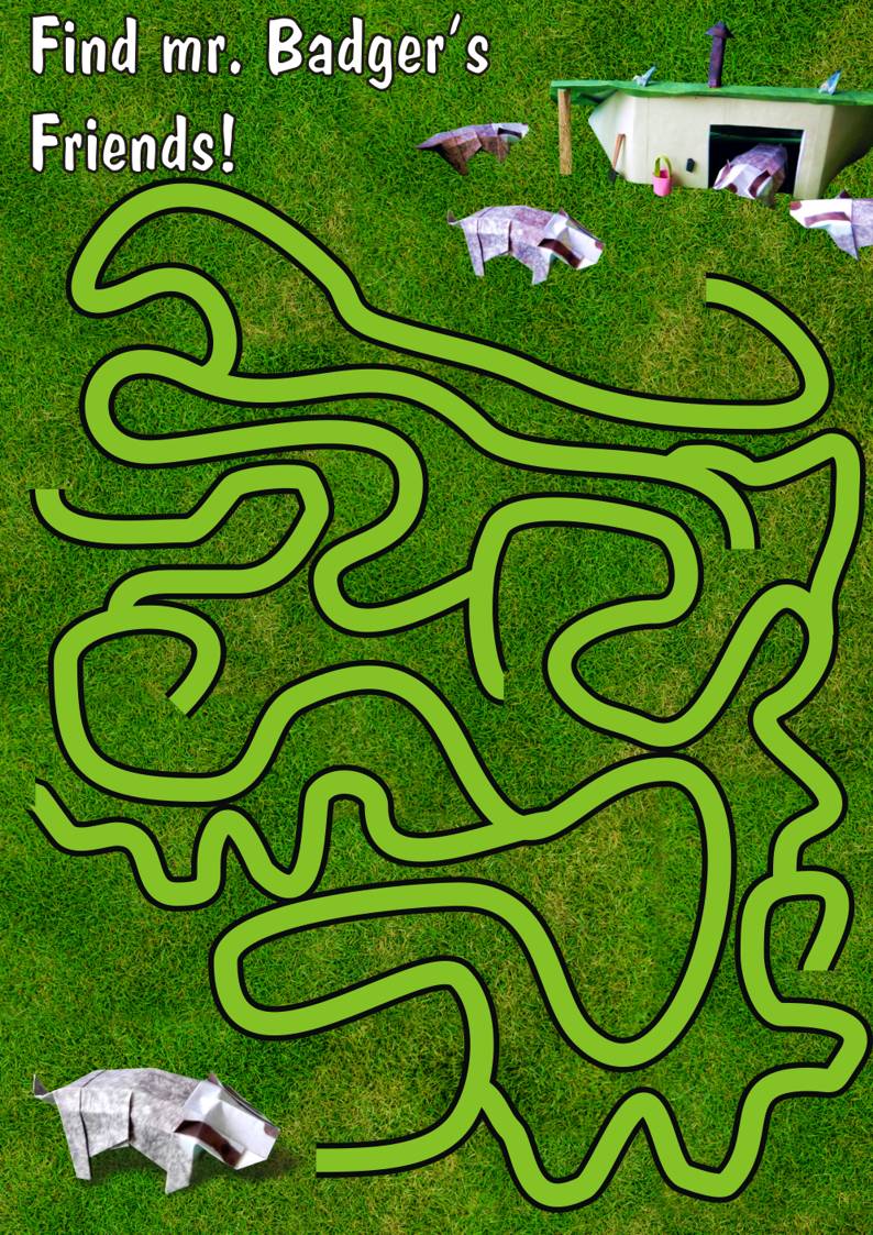 printable maze with mr badger searching his friends