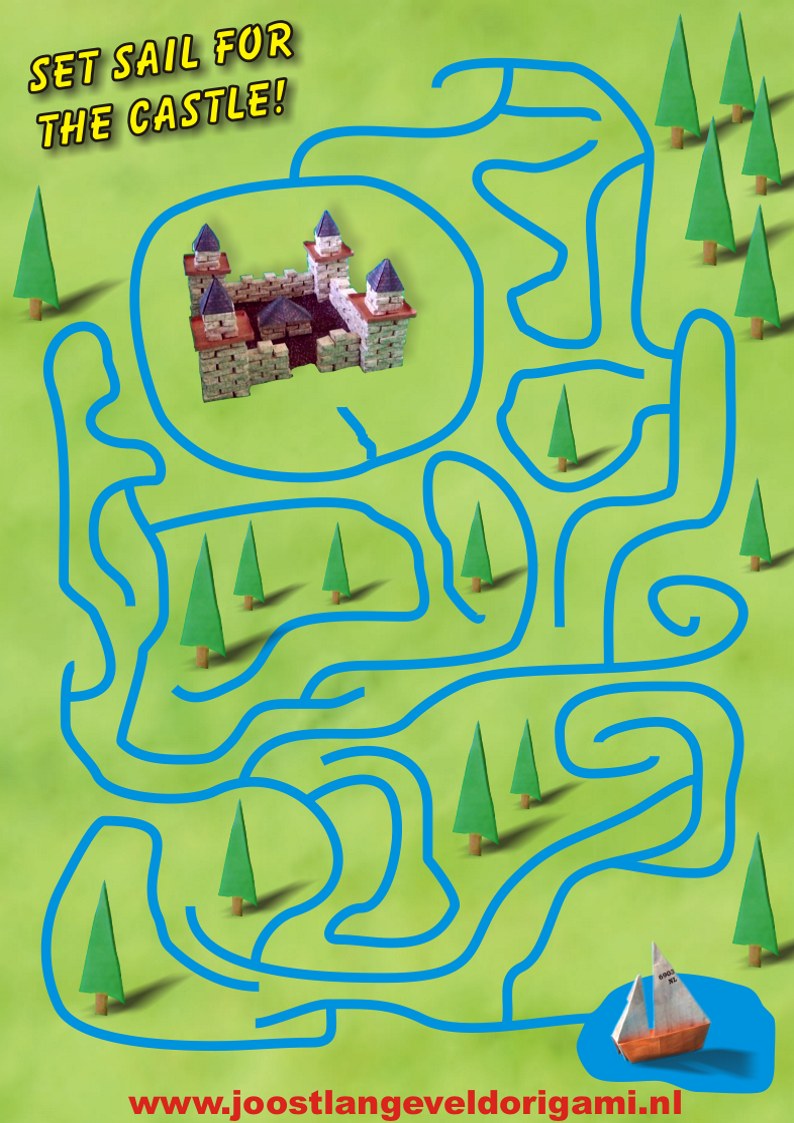 printable maze with boat and castle