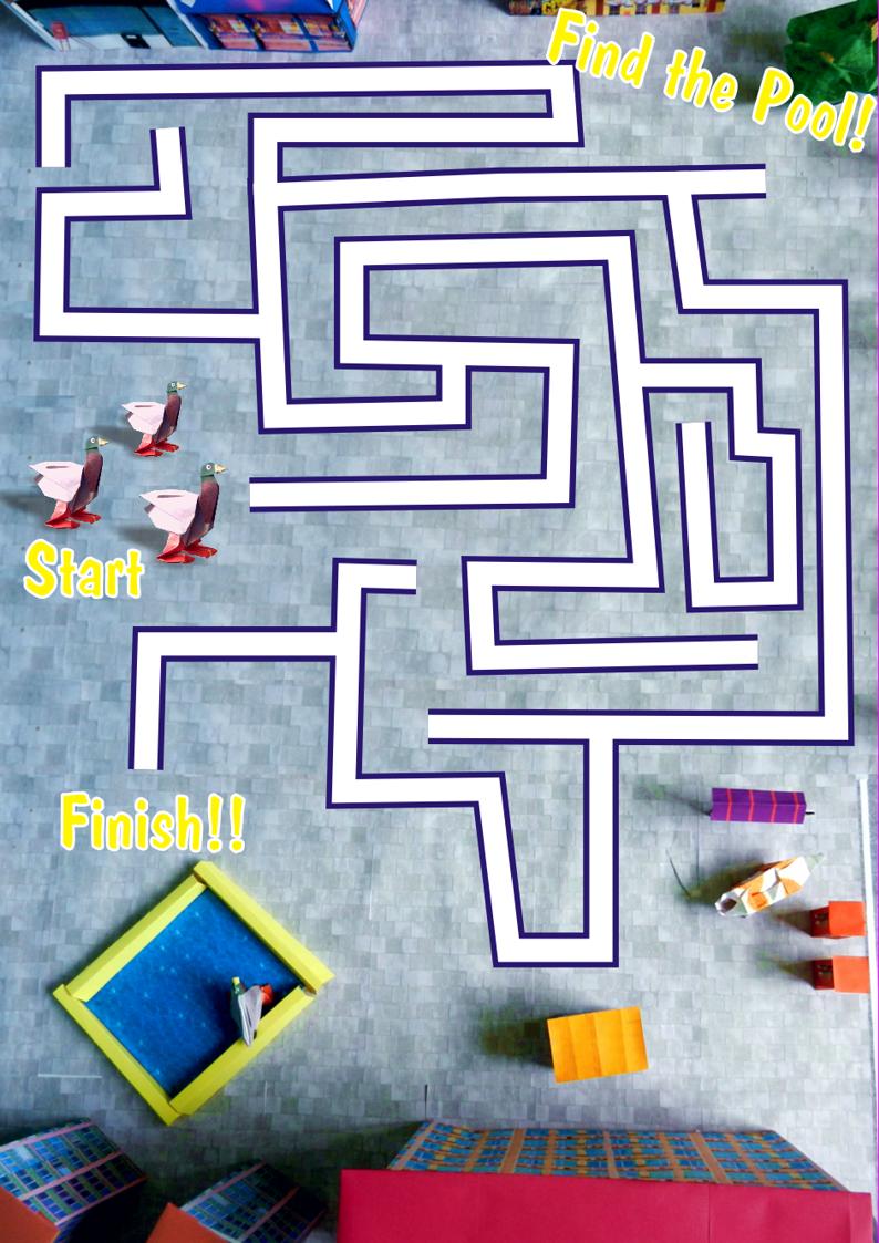 printable maze with ducks looking for a pool