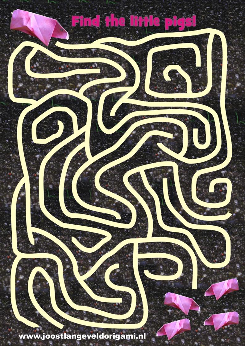 maze with a pig, find the little pigs!