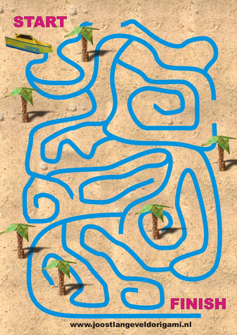 maze with a speedboat, from start to finish