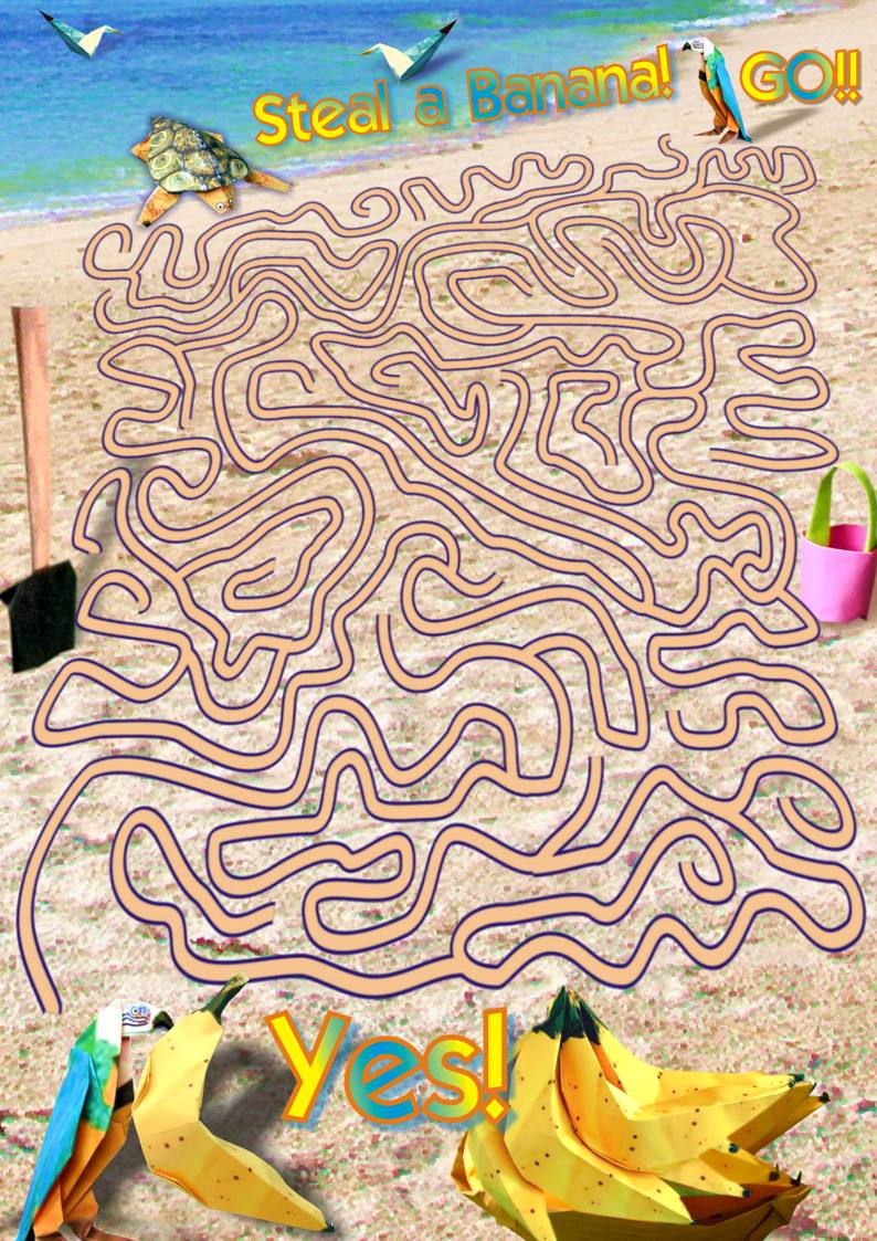 Maze with a parrot on the beach