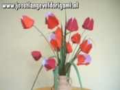 rotating origami tulips in a vase