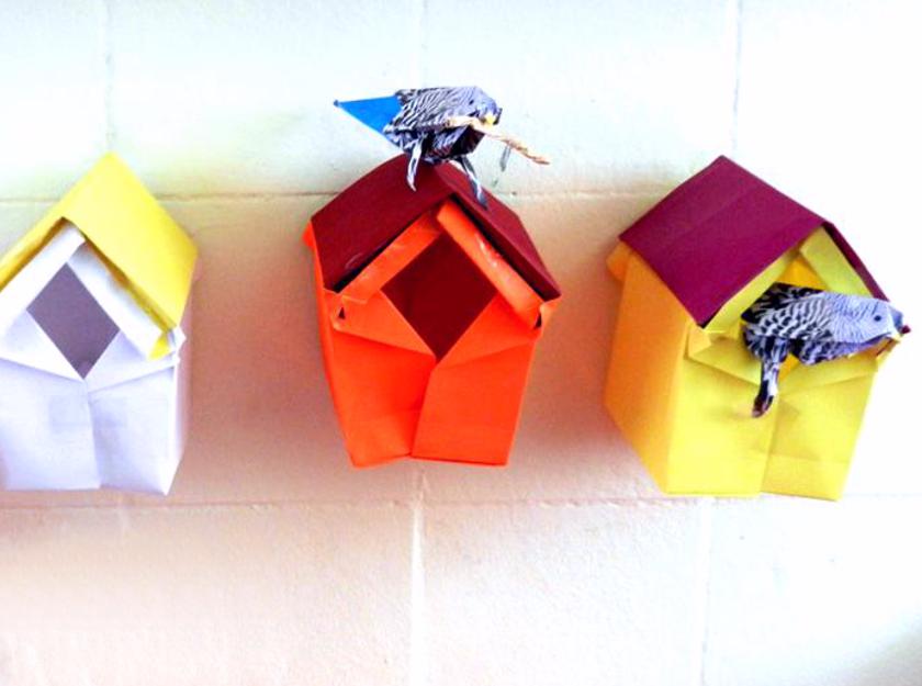 Vogelhuisjes van papier