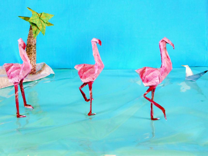 Origami Flamingos
