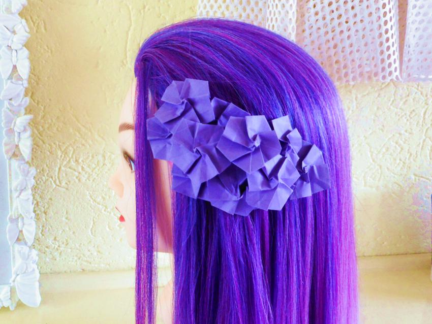 Origami flowers hair piece